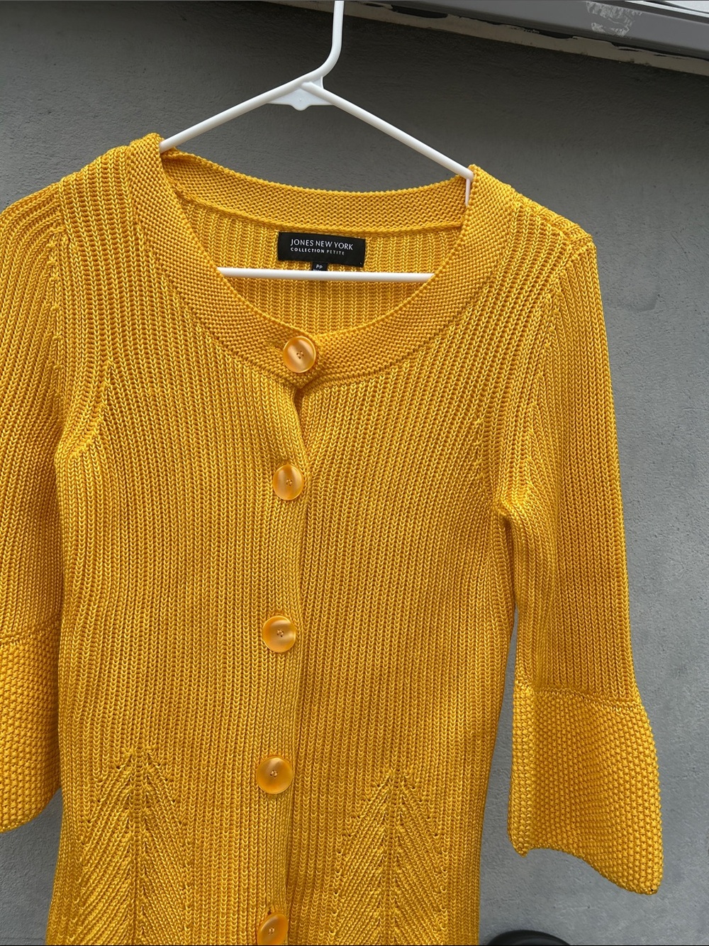 Jones New York Bright Yellow Knit Button-Front Cardigan